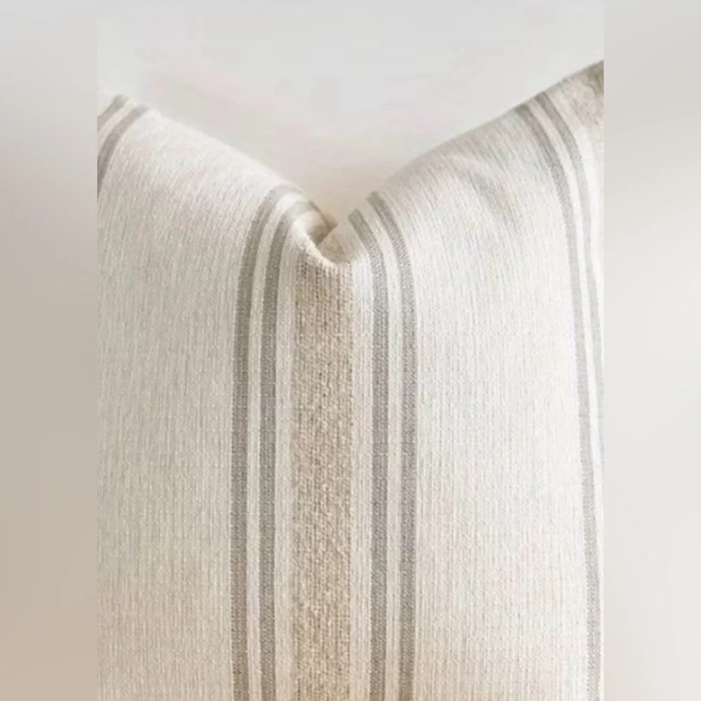 Decorative Lenin Burlap Farm House Striped 18” x 18” Toss Pillow Cover 🌿🆕🌿
